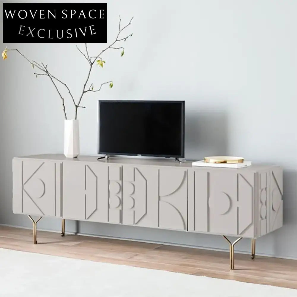 Elegant Modern Plywood Stainless Steel Sideboard TV Console Cabinet