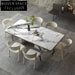 Elegant Modern Rectangular Natural Marble Dining Table with Cube Base