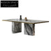 Elegant Modern Rectangular Natural Marble Dining Table with Cube Base