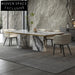 Elegant Modern Rectangular Natural Marble Dining Table with Cube Base