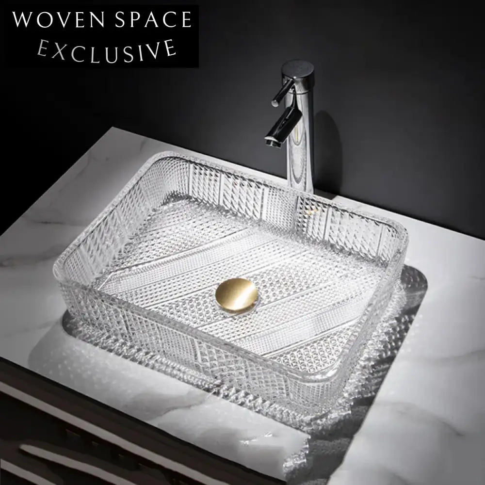 Elegant Modern Rectangular Tempered Glass Vessel Bathroom Sink for Contemporary Homes