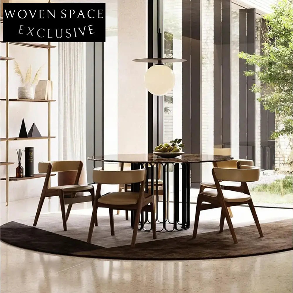Elegant Modern Round Dining Table with Marble, Glass or Wood Top