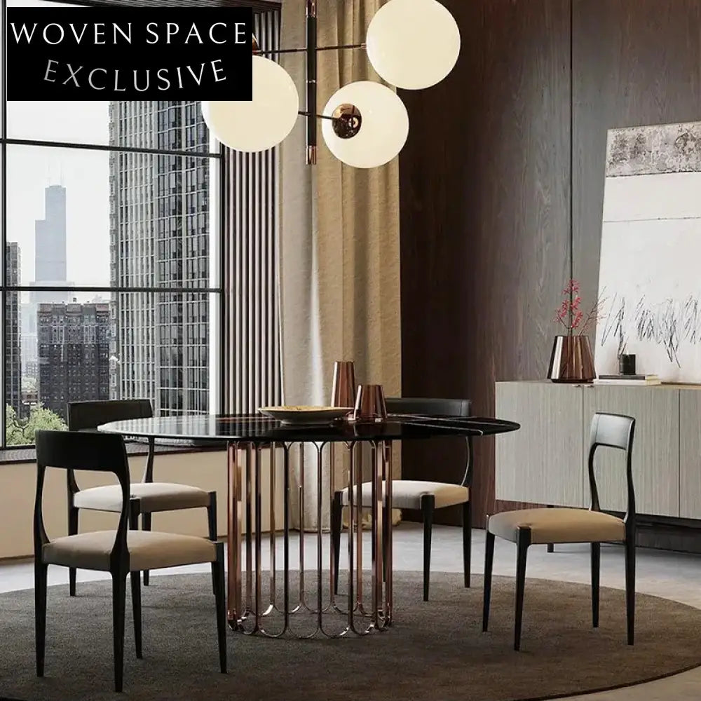 Elegant Modern Round Dining Table with Marble, Glass or Wood Top