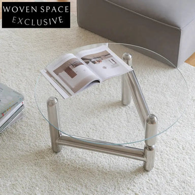 Elegant Modern Round Glass Coffee Table with Stainless Steel Base