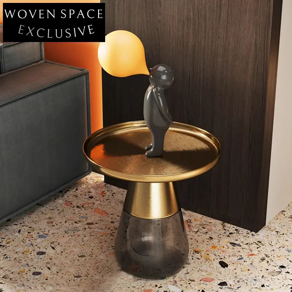 Elegant Modern Round Glass Storage Coffee Table with Metal Top