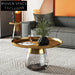 Elegant Modern Round Glass Storage Coffee Table with Metal Top
