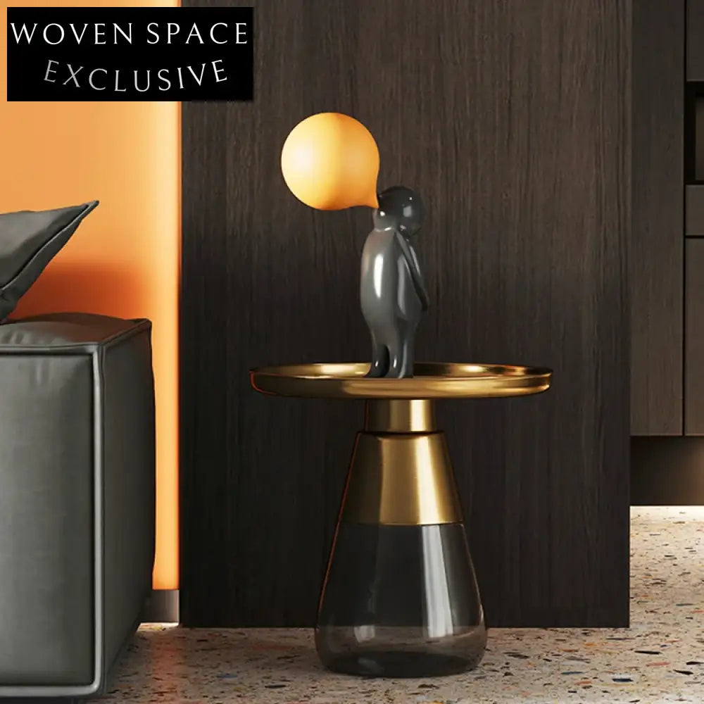 Elegant Modern Round Glass Storage Coffee Table with Metal Top
