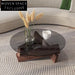 Elegant Modern Round Glass Top Coffee Table with Solid Wood Base