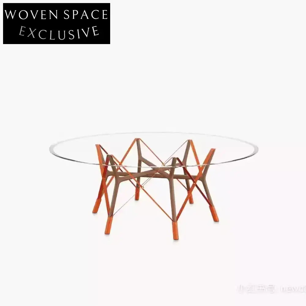 Elegant Modern Round Glass Top Dining Table with Solid Wood Base