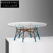 Elegant Modern Round Glass Top Dining Table with Solid Wood Base
