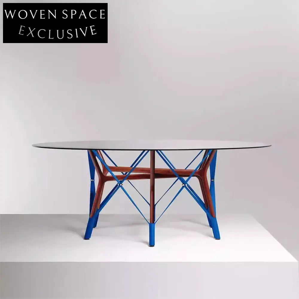 Elegant Modern Round Glass Top Dining Table with Solid Wood Base