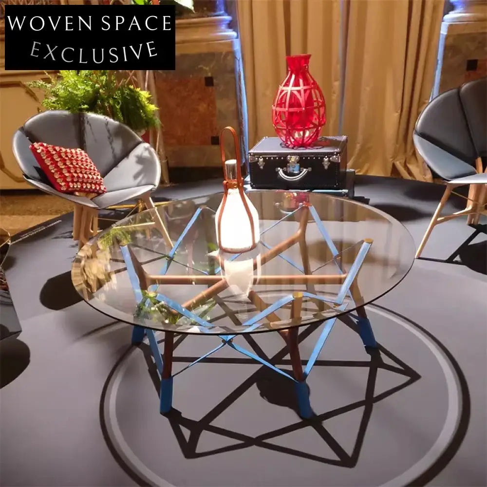 Elegant Modern Round Glass Top Dining Table with Solid Wood Base