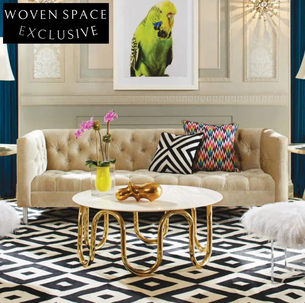 Elegant Modern Round Marble Coffee Table with Stainless Steel Base 37.4 Inch