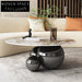 Elegant Modern Round Slate Top Coffee Table for Contemporary Living Room