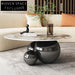 Elegant Modern Round Slate Top Coffee Table for Contemporary Living Room