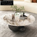 Elegant Modern Round Slate Top Coffee Table for Contemporary Living Room
