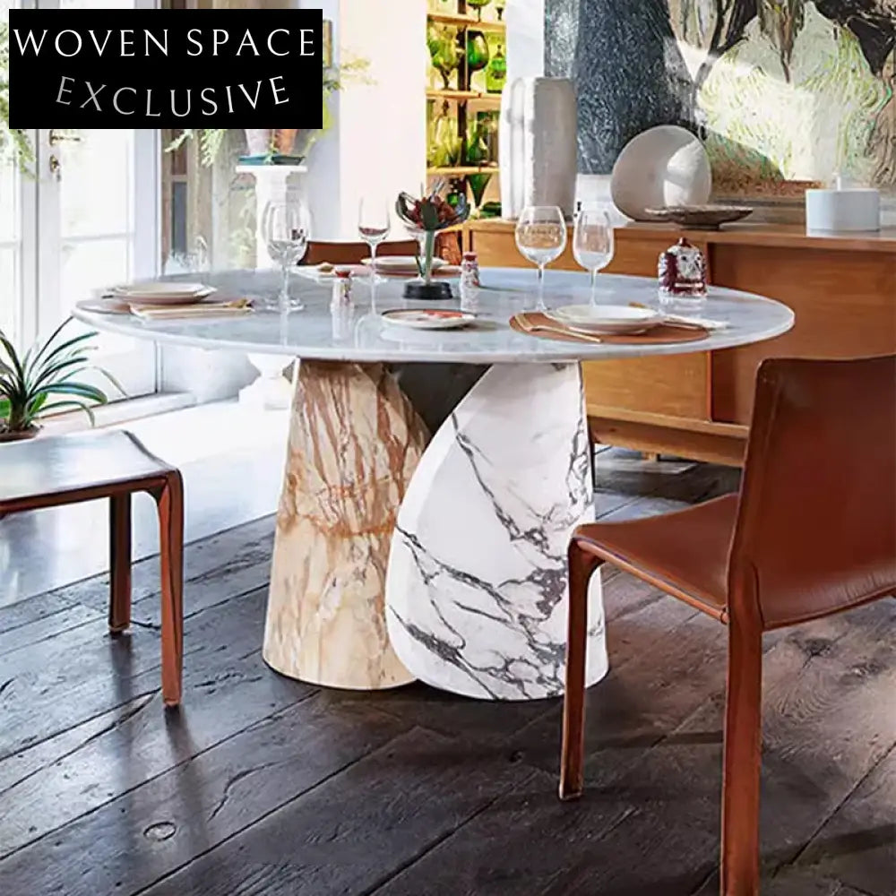 Elegant Modern Round Stalinite Marble Dining Table for Contemporary Homes