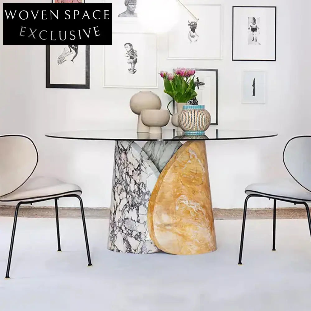 Elegant Modern Round Stalinite Marble Dining Table for Contemporary Homes