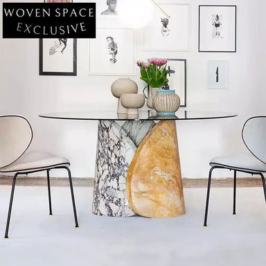 Elegant Modern Round Stalinite Marble Dining Table for Contemporary Homes