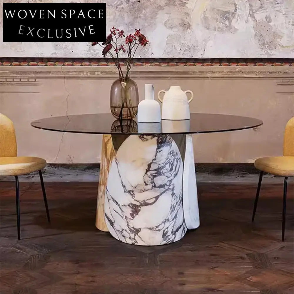 Elegant Modern Round Stalinite Marble Dining Table for Contemporary Homes