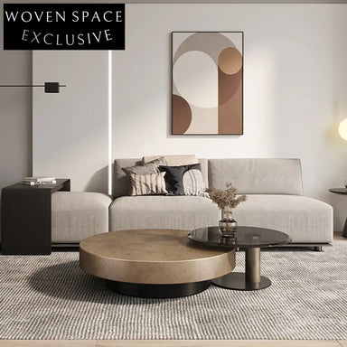 Elegant Modern Round Tempered Glass Stainless Steel Nesting Coffee Tables