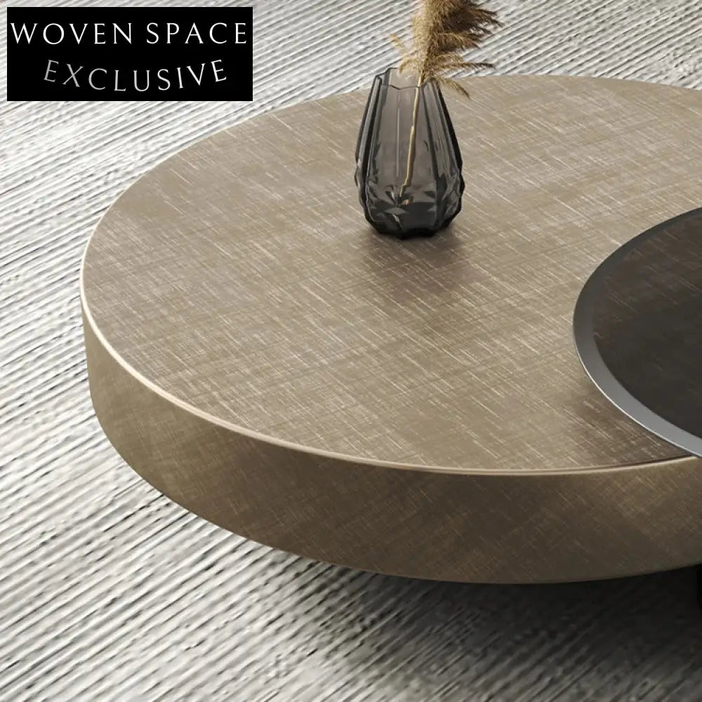 Elegant Modern Round Tempered Glass Stainless Steel Nesting Coffee Tables