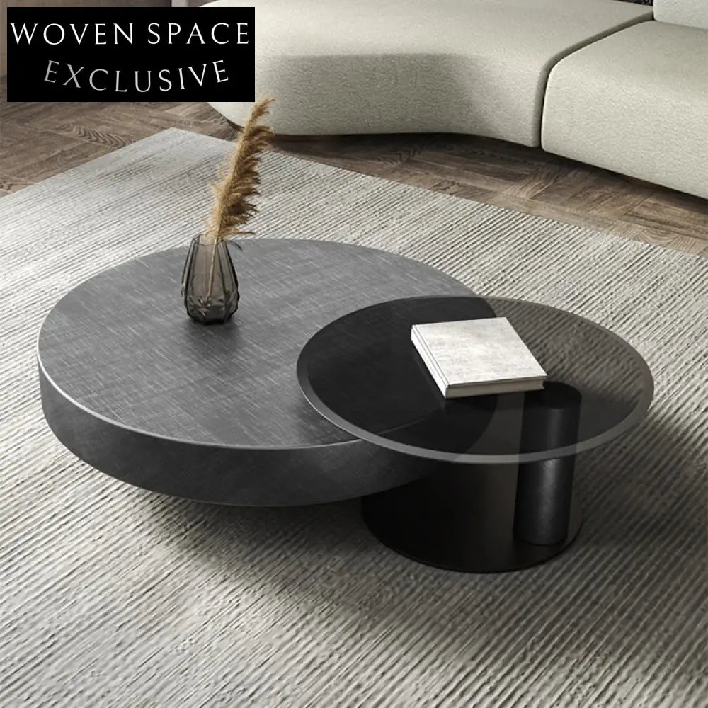 Elegant Modern Round Tempered Glass Stainless Steel Nesting Coffee Tables