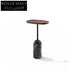 Elegant Modern Round Wooden Top Side Coffee Table with Sturdy Marble Base