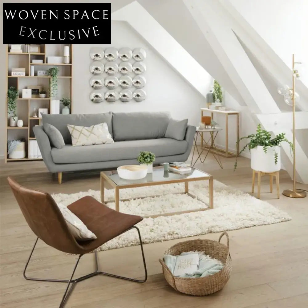 Modern Solid Oak Wood Glass Top Coffee Table for Contemporary Living Room