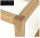 Modern Solid Oak Wood Glass Top Coffee Table for Contemporary Living Room