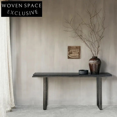 Elegant Modern Solid Oak Wood Top Stainless Steel Console Entryway Table