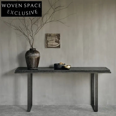 Elegant Modern Solid Oak Wood Top Stainless Steel Console Entryway Table