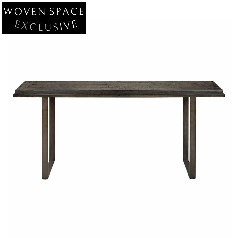 Elegant Modern Solid Oak Wood Top Stainless Steel Console Entryway Table