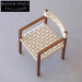 Elegant Modern Solid Teak Wood Rattan Arm Dining Chair for Living Room