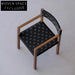 Elegant Modern Solid Teak Wood Rattan Arm Dining Chair for Living Room