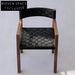 Elegant Modern Solid Teak Wood Rattan Arm Dining Chair for Living Room