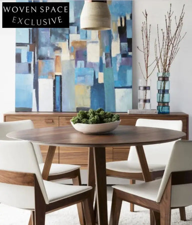 Elegant Modern Solid Walnut Wood Round 6-Seat Dining Table