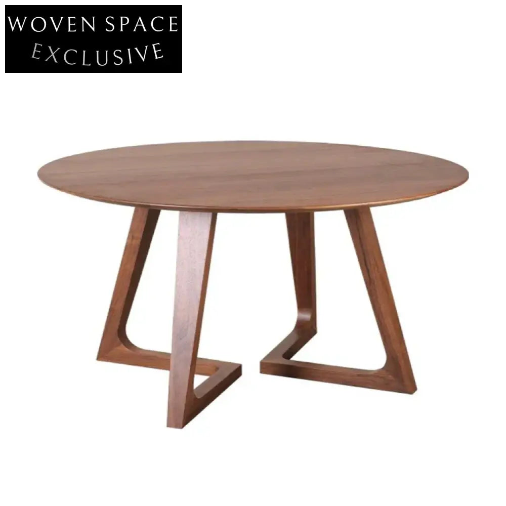 Elegant Modern Solid Walnut Wood Round 6-Seat Dining Table