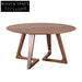 Elegant Modern Solid Walnut Wood Round 6-Seat Dining Table