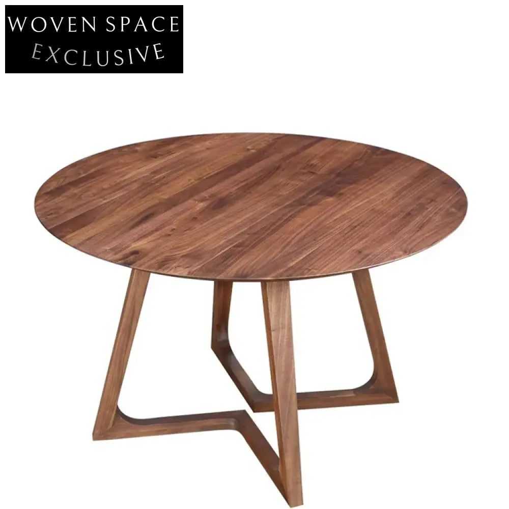 Elegant Modern Solid Walnut Wood Round 6-Seat Dining Table