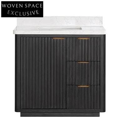 Elegant Modern Solid Wood Bathroom Vanity Cabinet with Soft-Close Drawers