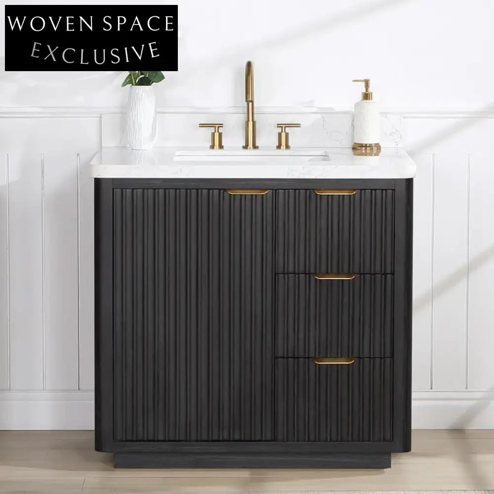 Elegant Modern Solid Wood Bathroom Vanity Cabinet with Soft-Close Drawers