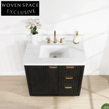 Elegant Modern Solid Wood Bathroom Vanity Cabinet with Soft-Close Drawers