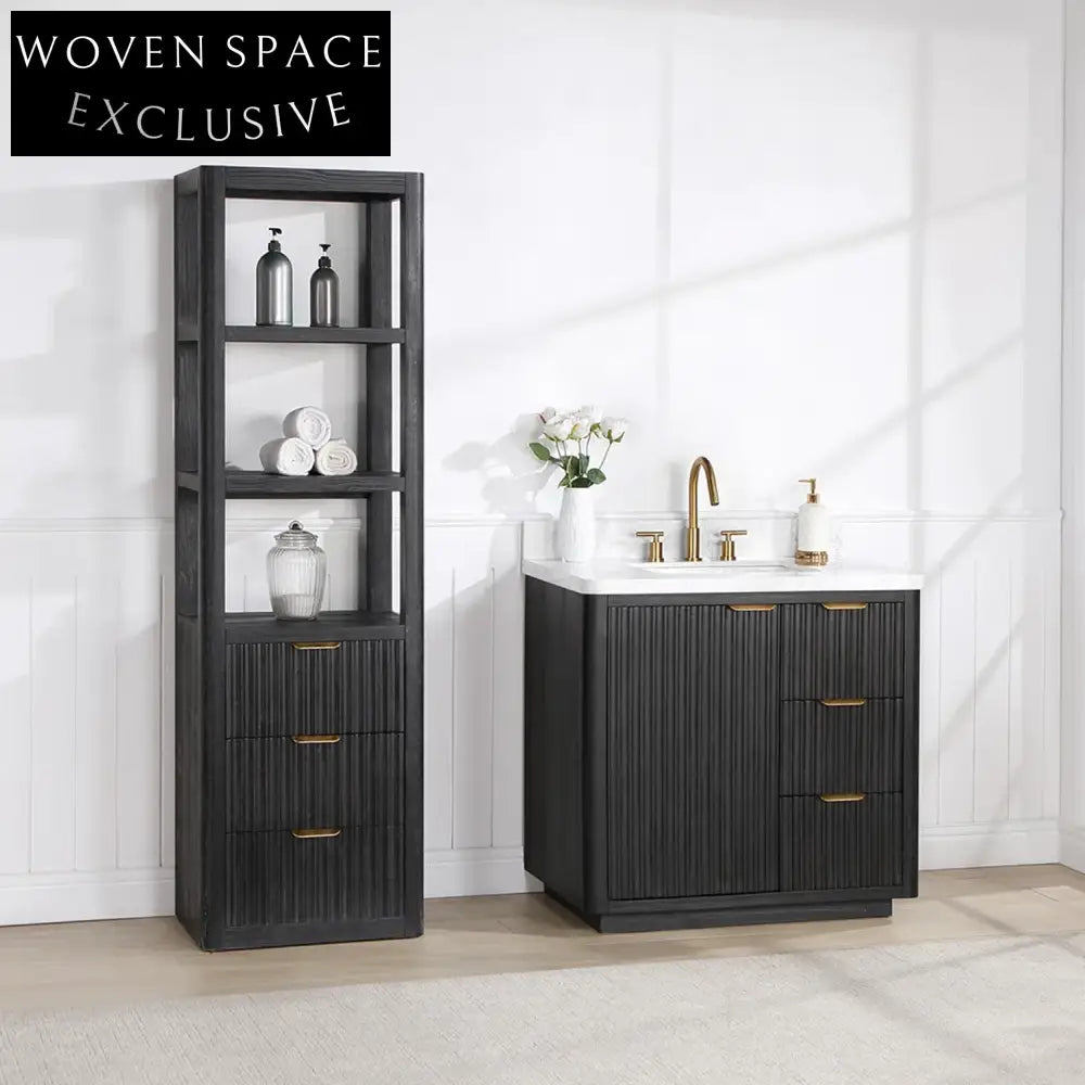 Elegant Modern Solid Wood Bathroom Vanity Cabinet with Soft-Close Drawers