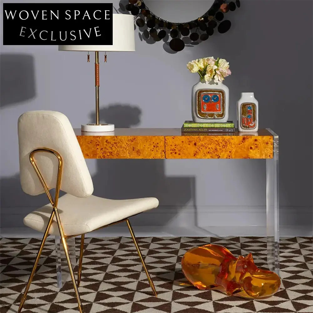 Elegant Modern Solid Wood & Clear Acrylic Vanity Desk