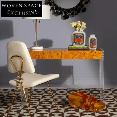 Elegant Modern Solid Wood & Clear Acrylic Vanity Desk