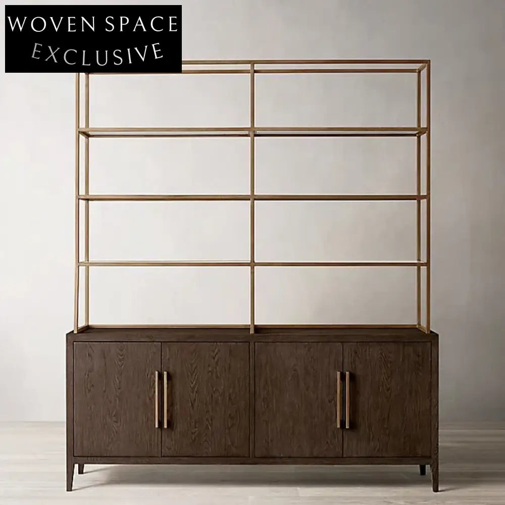 Elegant Modern Solid Wood Display Cabinet Console Sideboard Bookcase for Living Room