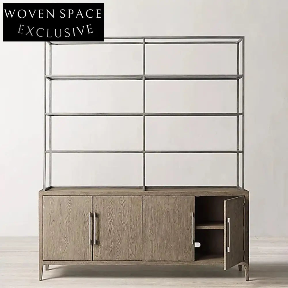 Elegant Modern Solid Wood Display Cabinet Console Sideboard Bookcase for Living Room