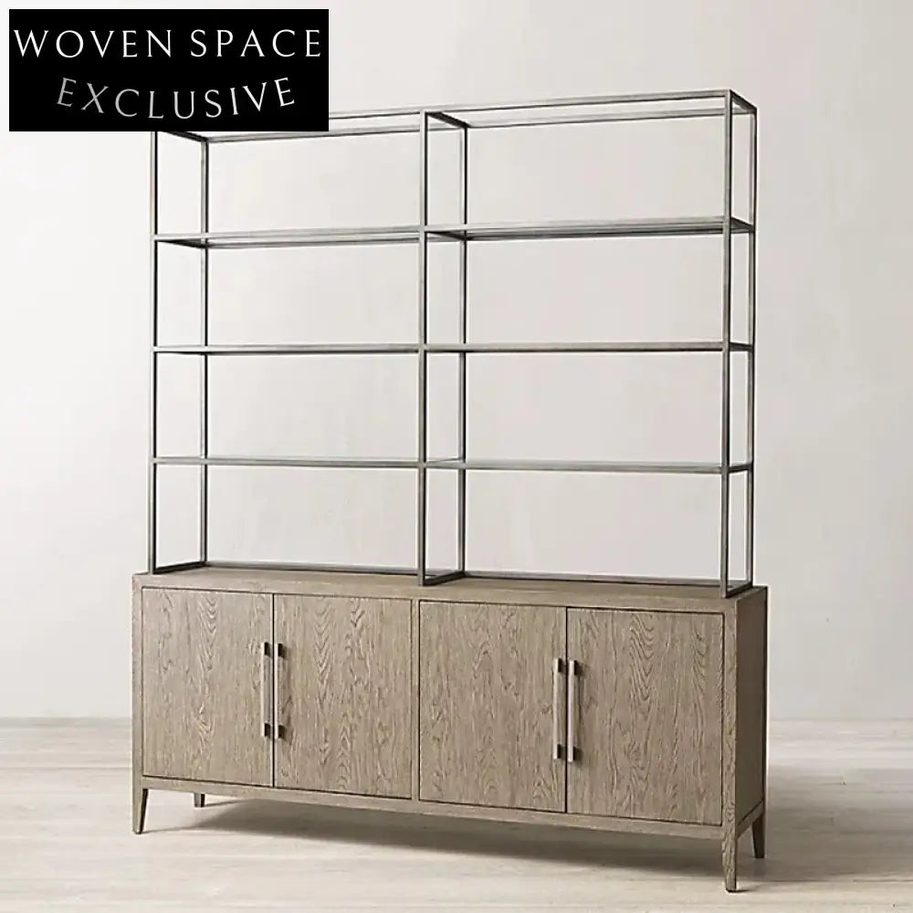 Elegant Modern Solid Wood Display Cabinet Console Sideboard Bookcase for Living Room