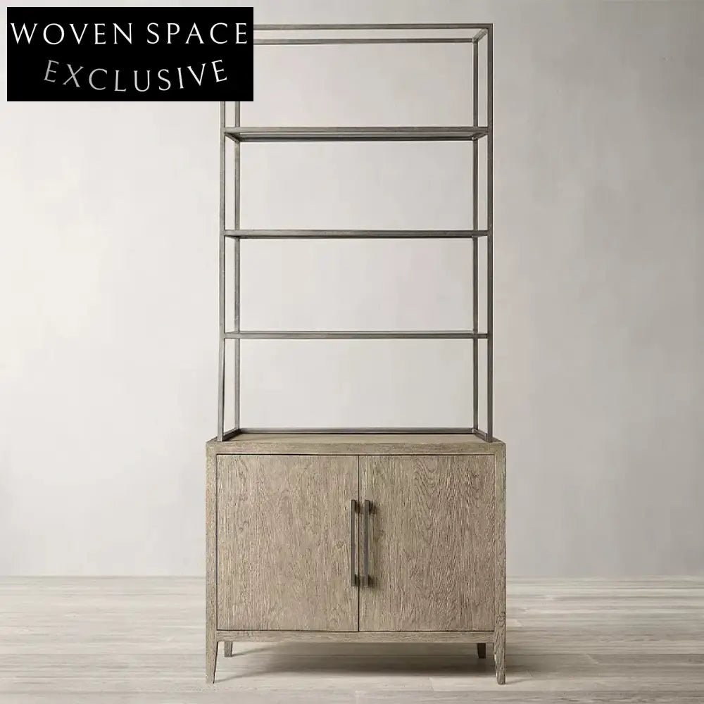 Elegant Modern Solid Wood Display Cabinet Console Sideboard Bookcase for Living Room